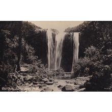 Whairua Falls Whangarei Uniform Man At Summit RPC New Zealand Postcard