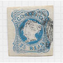 PORTUGAL EARLY CLASSIC 1853 QUEEN MARIA 25R LIGHT BLUE USED LARGE MARGINS