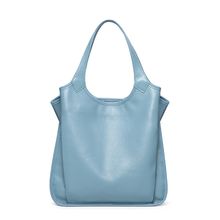 Genuine Leather Women Trendy Handbags Blue