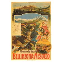 Bellinzona Mesocco Chemin De Fer 1900 Railway Electric Swiss Poster Postcard