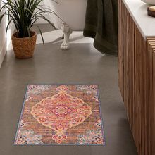 2 X 5 Rustic Orange Medallion Area Rug