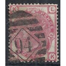 1875 SG144 3d Pale Rose Plate 16 Good Used Check Letters "LK".