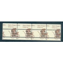 1902a 7.4c Baby Buggy Misperfed MNH Dry Gum Strip of 4 Car Route W0132