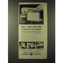 1960 General Electric Can Opener Ad - NowÉ open cans with a touch of your finger