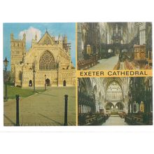 EXETER CATHEDRAL, DEVON multiview used postcard by Salmon =