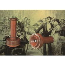 Alexander Bell Antique Telephone 1877 German Painting Postcard