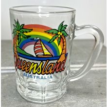 Queensland Small Glass Mug Australia Souvenir Vintage Collectable .,'