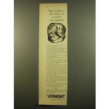 1961 Vermont Development Commission Advertisement - Open Letter to the editors