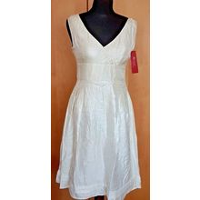 Monsoon Cream V-neck Crushed Satin Dress Size 12 UK
