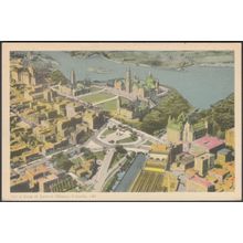 Aerial View of Central Ottawa, Ontario, 1953 - Photogelatine Engraving Postcard