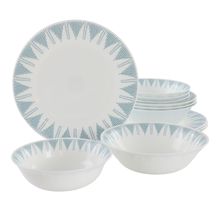 Ultra by Gibson Piper Point 12 Piece Opal Glass Dinnerware Set in White With ...