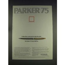 1974 Parker 75 Classic Ball Pen Ad - Make the Point