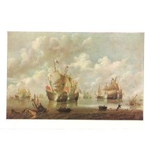 NAVAL BATTLE IN THE NORTH SEA by W. van de Velde unused vintage postcard =