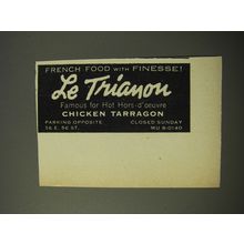 1954 Le Trianon Restaurant Ad - French Food with Finesse