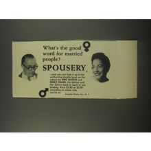 1956 Franklin Watts Book Advertisement - Spousery by Eric Hatch and Emily Hahn