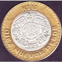 1993 Mexico 10 Nuevos Pesos Silver Centre Coin