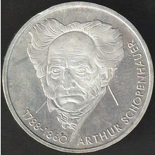 1988 D Germany 10 Mark Silver Coin 200th Ann Birth Arthur Schopenhauer