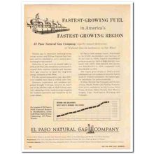 EL PASO NATURAL GAS COMPANY 1959 Fastest growing fuel vintage ad