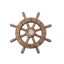 Pack Of 2] Rustic Wood Finish Decorative Ship Wheel With Seashell 12""