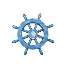 Pack Of 2] Rustic All Light Blue Decorative Ship Wheel With Seashell 12""