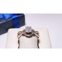 Estate .45ctw Natural Diamond Cluster TopTwist Band 10Kt YG Engagement Ring22547