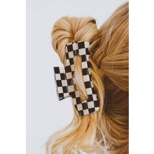 Black Checkered Print Hollow Out Hair Clip