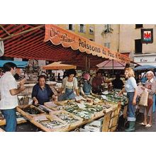 Fish French Street Market Stall Postcard