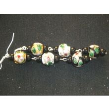 Fabulous recycled vintage large round flower pattern cloisonné bead earrings