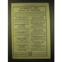 1918 Charles Scribner's Sons Ad - By George W. Cable Lovers of Louisiana