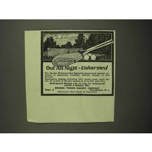 1917 Brooks Waterproofed Tennis Racket Ad - Out All Night Unharmed