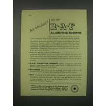 1949 R.A.F Auxiliaries & Reserves Ad - Air-Minded?
