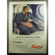 1951 Capital Airlines Ad - Picture of a man in a hurry
