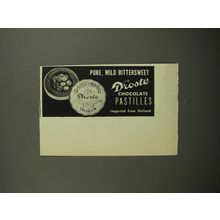 1952 Droste Chocolate Pastilles Ad - Pure, mild bittersweet