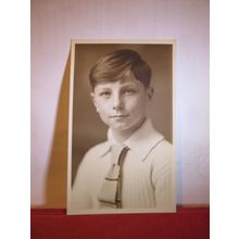 ELEVEN YEAR OLD LAD, portrait photograph postcard by C Farmer, Barry Dock 1924=