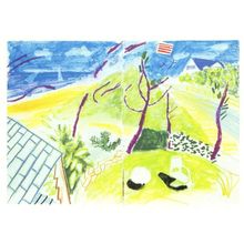 David Hockney Martha's Vineyard from 1982 Sketchbook Painting Postcard