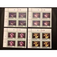ICOLLECTZONE Bahamas 636-639 Corner blocks flowers VF NH orchids CV $60