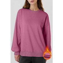 Valerian Solid Fleece Lined Drop Shoulder High Low Sweatshirt