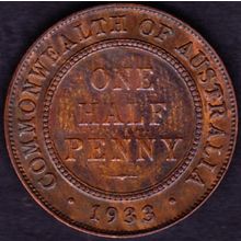 1933 Australia 1 Half Penny Coin