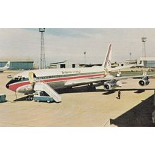 Britannia Airways Boeing 707 320c on London Airport Attendant 1970s Postcard