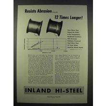 1946 Inland Hi-Steel Ad - Resists Abrasion Longer