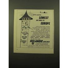 1961 Icelandic Airlines Ad - Lowest Fares to Europe