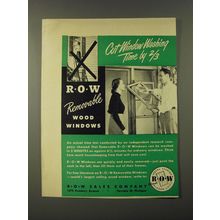1951 R.O.W Removable Wood Windows Ad - Cut Window Washing time by 2/3