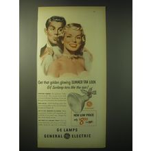 1948 General Electric G-E Sunlamp Ad - Get that golden, glowing summer-tan look