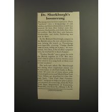 1953 New York State Tourism Ad - Dr. Shuckburgh's boomerang