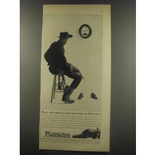 1956 Nettleton Shoes Ad - Now - the smartest men have holes in their shoes