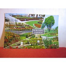 multiview, THE GARDENS, WORTHING, SUSSEX used postcard by Constance 1984 pm =