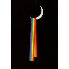 LGBT Pride Ribbons on Rainbow Crescent Moon Painting Postcard
