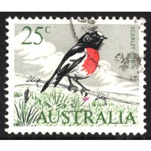 AUSTRALIA 1966: BIRDS DEFINITIVES - 25c SCARLET ROBIN USED (G2)