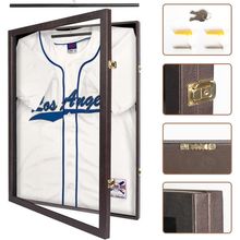 Jersey Display Frame Case Lockable, Large Sport Jersey Shadow Box with PU Covere