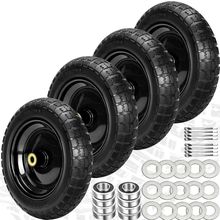 13" Flat Free Wheels Replacement for GOR Garden Cart Tires, 4.00-6 Solid Tires w